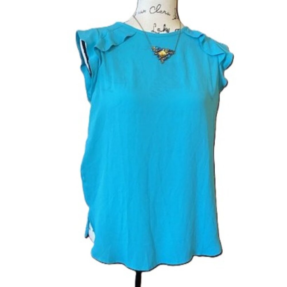 EUC LOFT Georgette Tank Top Blouse Ocean Blue Size Small-XS